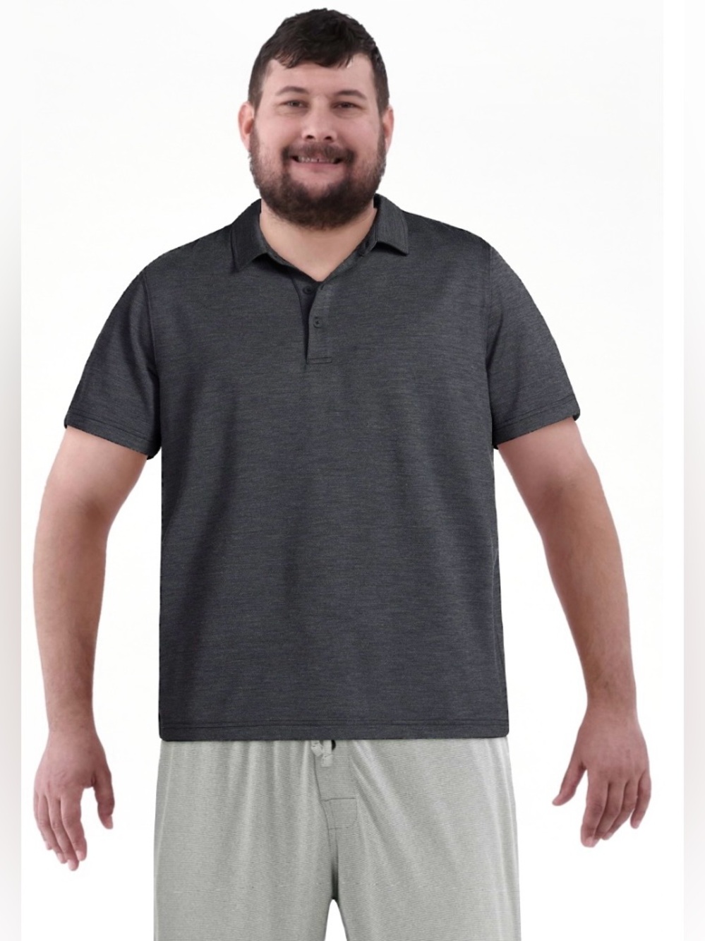 NWT George Charcoal Heather Short-Sleeve Performance Polo